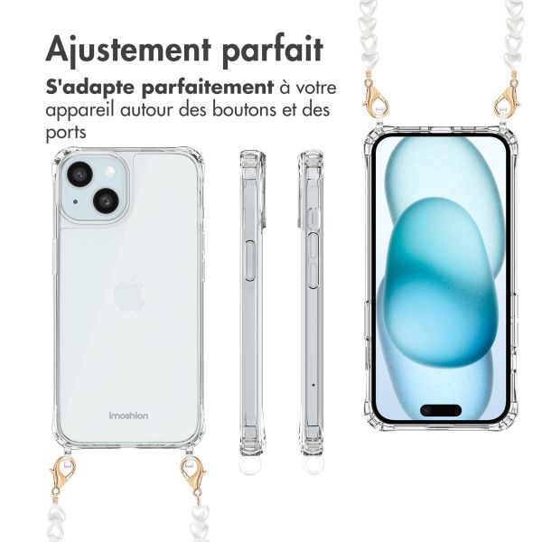 imoshion Coque avec dragonne + ﻿bracelet iPhone 15 - Perles cœurs