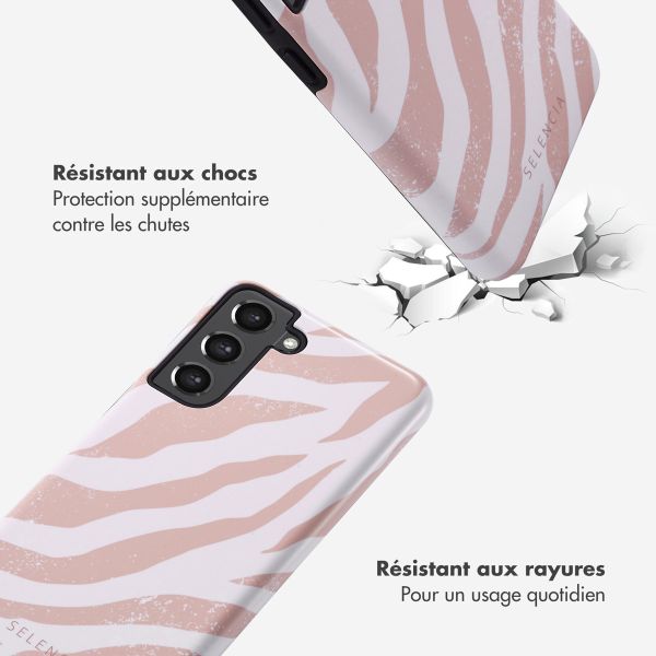 Selencia Coque arrière Vivid Samsung Galaxy S21 FE - Colorful Zebra Old Pink