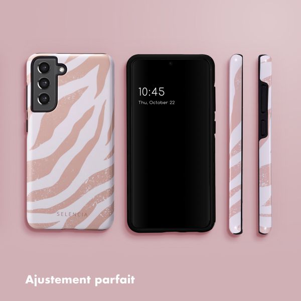 Selencia Coque arrière Vivid Samsung Galaxy S21 FE - Colorful Zebra Old Pink