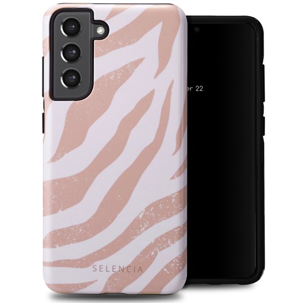 Selencia Coque arrière Vivid Samsung Galaxy S21 FE - Colorful Zebra Old Pink