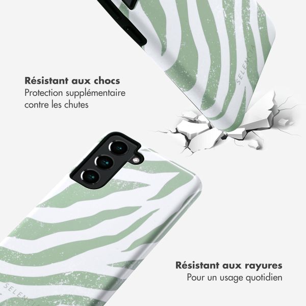 Selencia Coque arrière Vivid Samsung Galaxy S21 FE - Colorful Zebra Sage Green