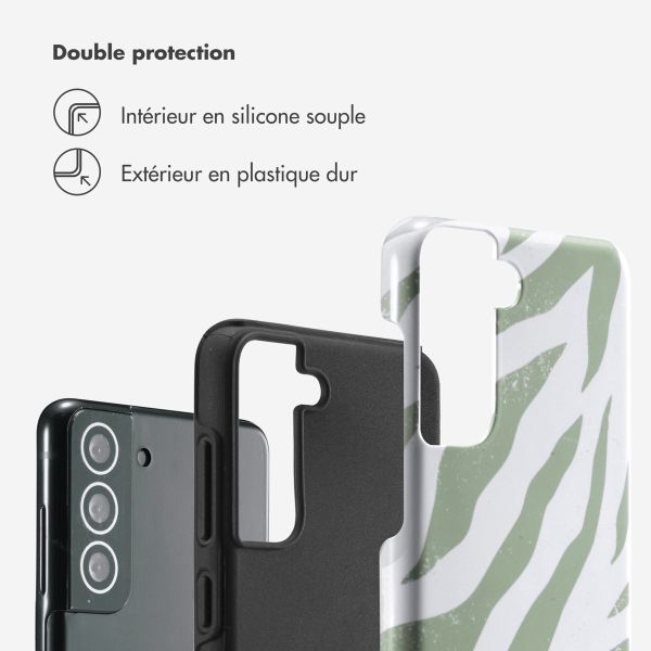 Selencia Coque arrière Vivid Samsung Galaxy S21 FE - Colorful Zebra Sage Green