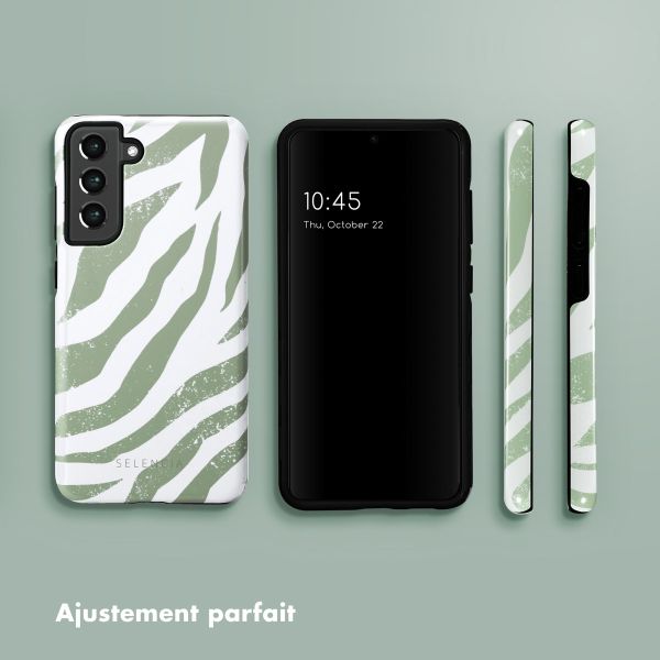 Selencia Coque arrière Vivid Samsung Galaxy S21 FE - Colorful Zebra Sage Green