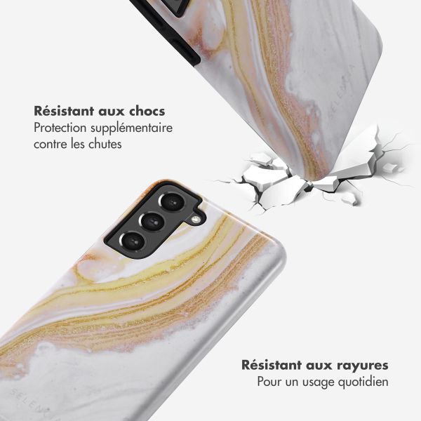 Selencia Coque arrière Vivid Samsung Galaxy S21 FE - Chic Marble Gold