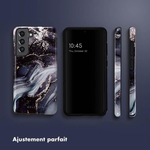 Selencia Coque arrière Vivid Samsung Galaxy S21 FE - Chic Marble Black