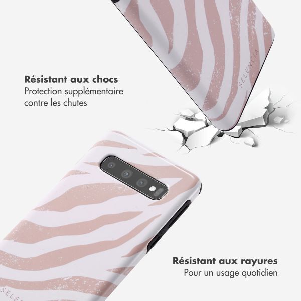 Selencia Coque arrière Vivid Samsung Galaxy S10 - Colorful Zebra Old Pink