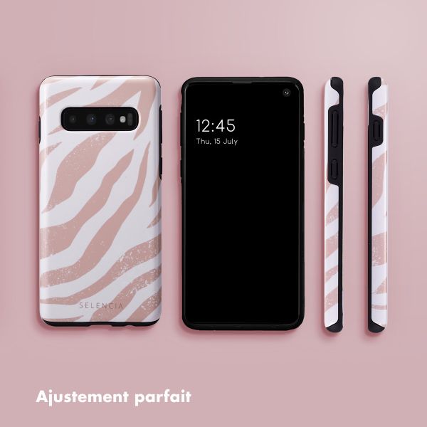 Selencia Coque arrière Vivid Samsung Galaxy S10 - Colorful Zebra Old Pink