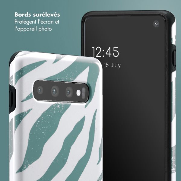 Selencia Coque arrière Vivid Samsung Galaxy S10 - Colorful Zebra Pine Blue