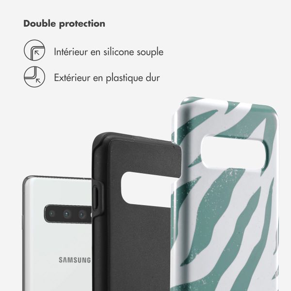 Selencia Coque arrière Vivid Samsung Galaxy S10 - Colorful Zebra Pine Blue