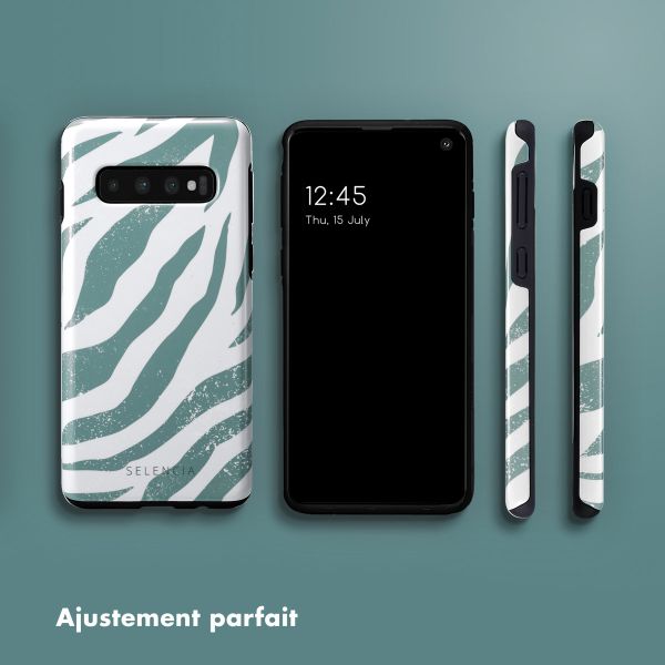 Selencia Coque arrière Vivid Samsung Galaxy S10 - Colorful Zebra Pine Blue