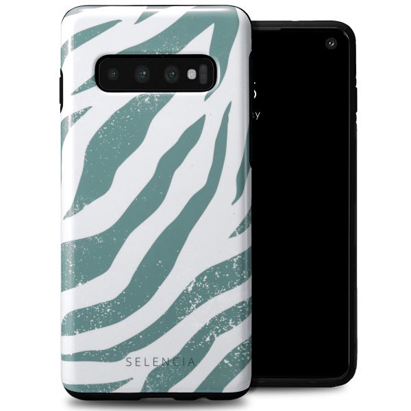 Selencia Coque arrière Vivid Samsung Galaxy S10 - Colorful Zebra Pine Blue