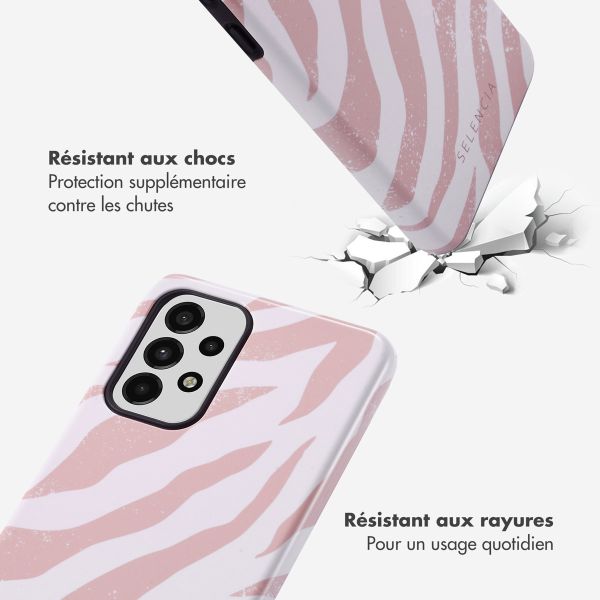 Selencia Coque arrière Vivid Samsung Galaxy A33 - Colorful Zebra Old Pink