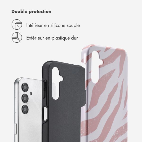 Selencia Coque arrière Vivid Samsung Galaxy A14 (5G/4G) - Colorful Zebra Old Pink