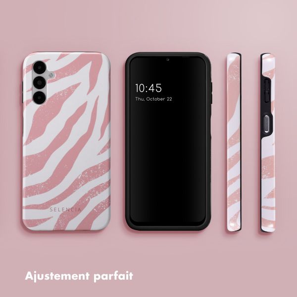 Selencia Coque arrière Vivid Samsung Galaxy A14 (5G/4G) - Colorful Zebra Old Pink