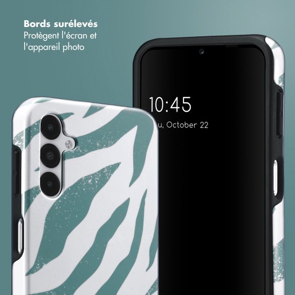 Selencia Coque arrière Vivid Samsung Galaxy A14 (5G/4G) - Colorful Zebra Pine Blue