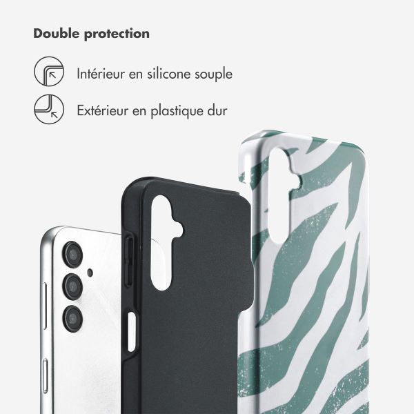 Selencia Coque arrière Vivid Samsung Galaxy A14 (5G/4G) - Colorful Zebra Pine Blue