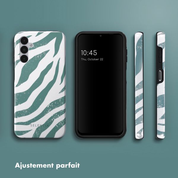 Selencia Coque arrière Vivid Samsung Galaxy A14 (5G/4G) - Colorful Zebra Pine Blue