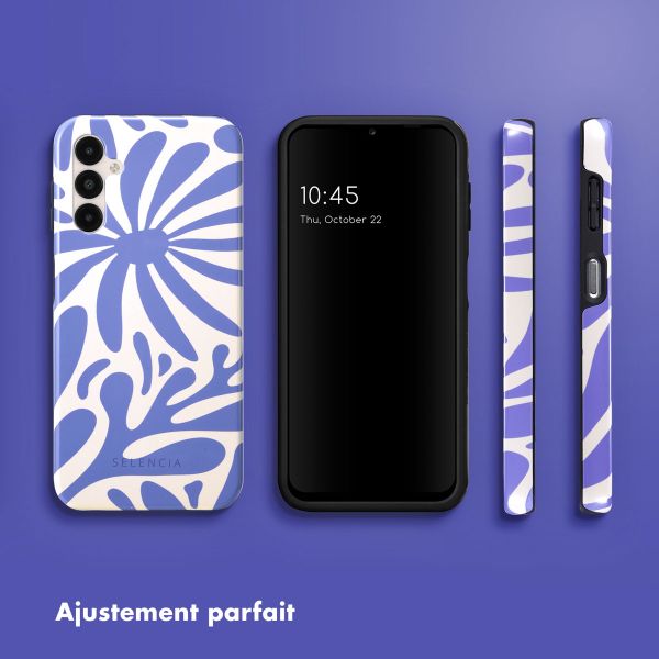 Selencia Coque arrière Vivid Samsung Galaxy A14 (5G/4G) - Modern Bloom Sapphire Blue