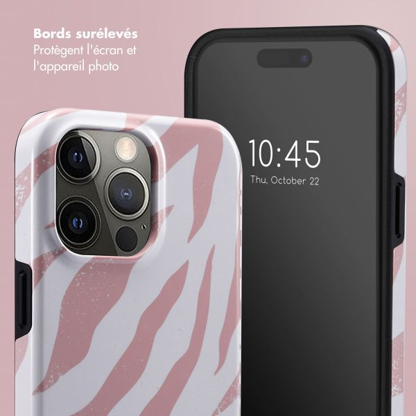 Selencia Coque arrière Vivid iPhone 15 Pro Max - Colorful Zebra Old Pink