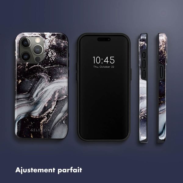 Selencia Coque arrière Vivid iPhone 15 Pro Max - Chic Marble Black