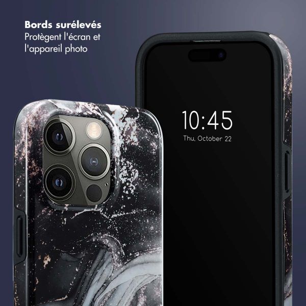Selencia Coque arrière Vivid iPhone 15 Pro - Chic Marble Black