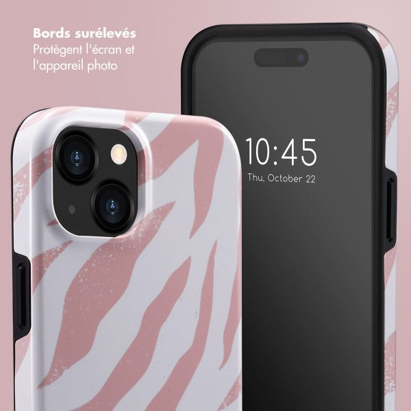 Selencia Coque arrière Vivid iPhone 15  - Colorful Zebra Old Pink