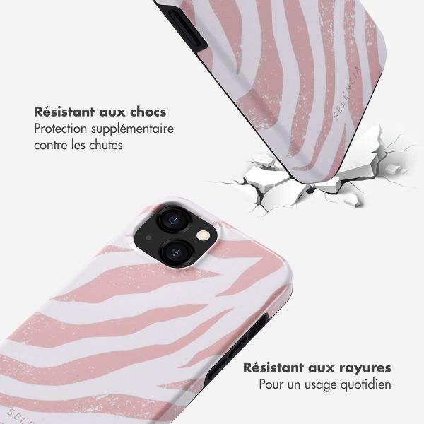 Selencia Coque arrière Vivid iPhone 15  - Colorful Zebra Old Pink