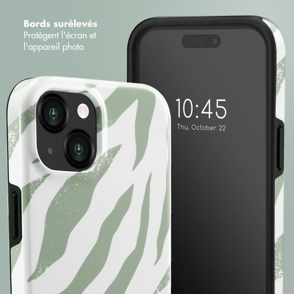 Selencia Coque arrière Vivid iPhone 15  - Colorful Zebra Sage Green