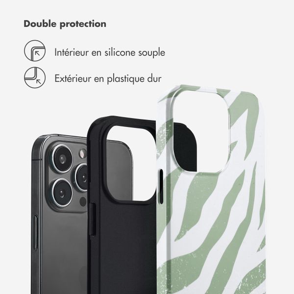 Selencia Coque arrière Vivid iPhone 13 Pro - Colorful Zebra Sage Green