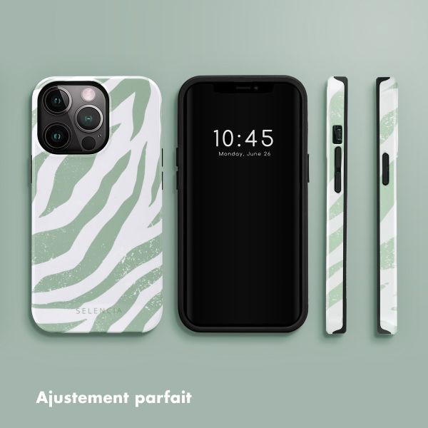 Selencia Coque arrière Vivid iPhone 13 Pro - Colorful Zebra Sage Green
