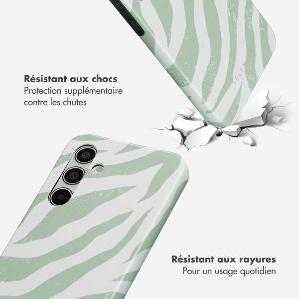 Selencia Coque arrière Vivid Samsung Galaxy A55 - Colorful Zebra Sage Green