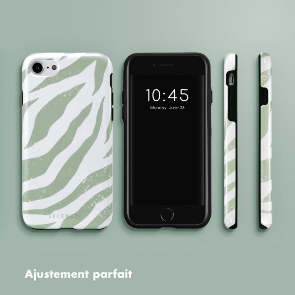 Selencia Coque arrière Vivid iPhone SE (2022 / 2020) / 8 / 7 / 6(s) - Colorful Zebra Sage Green