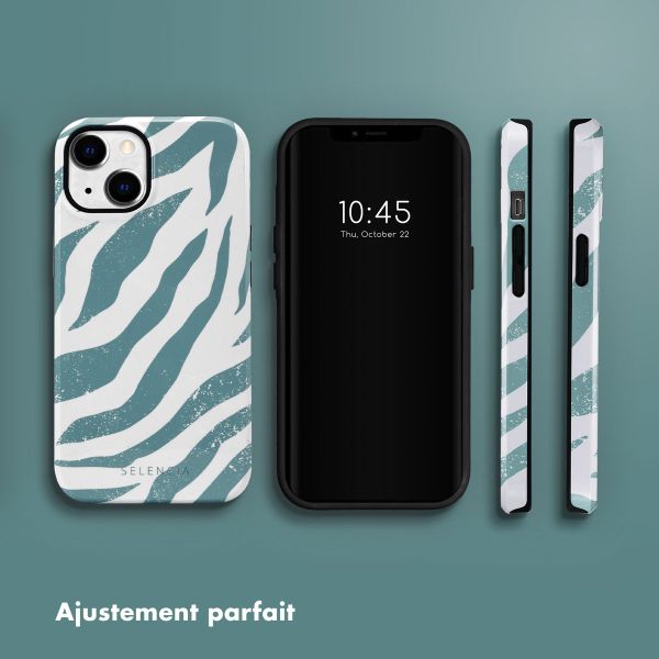 Selencia Coque arrière Vivid iPhone 14 - Colorful Zebra Pine Blue