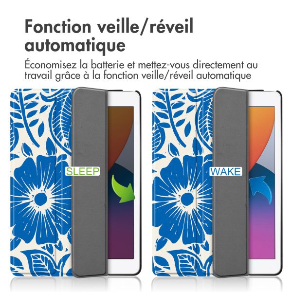 iMoshion Coque tablette Design iPad 7 (2019) / iPad 8 (2020) / iPad 9 (2021) 10.2 inch - Flower Tile