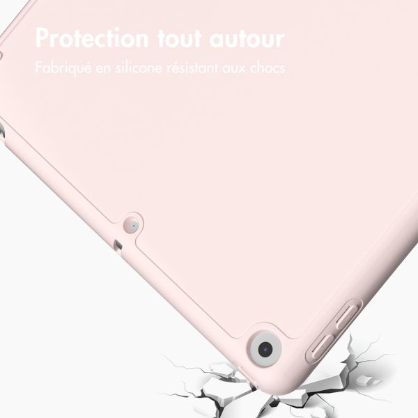 Accezz Étui de téléphone portefeuille Smart Silicone iPad 9 (2021) 10.2 / iPad 8 (2020) 10.2 / iPad 7 (2019) 10.2 - Rose