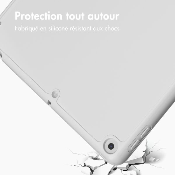 Accezz Étui de téléphone portefeuille Smart Silicone iPad 9 (2021) 10.2 / iPad 8 (2020) 10.2 / iPad 7 (2019) 10.2 - Gris