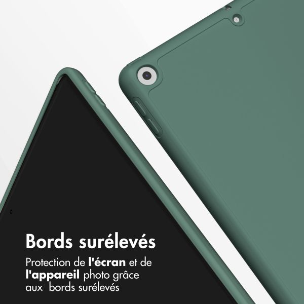 Accezz Étui de téléphone portefeuille Smart Silicone iPad 9 (2021) 10.2 / iPad 8 (2020) 10.2 / iPad 7 (2019) 10.2 - Vert foncé