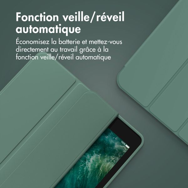 Accezz Étui de téléphone portefeuille Smart Silicone iPad 9 (2021) 10.2 / iPad 8 (2020) 10.2 / iPad 7 (2019) 10.2 - Vert foncé