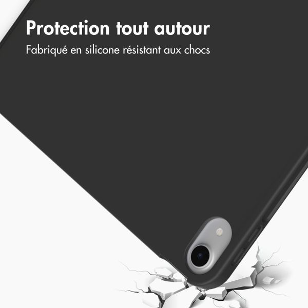 Accezz Étui de téléphone portefeuille Smart Silicone iPad Air 11 pouces (2024) M2 / Air 5 (2022) / iPad Air 4 (2020) - Noir