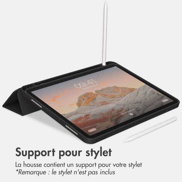 Accezz Étui de téléphone portefeuille Smart Silicone iPad Air 11 pouces (2024) M2 / Air 5 (2022) / iPad Air 4 (2020) - Noir