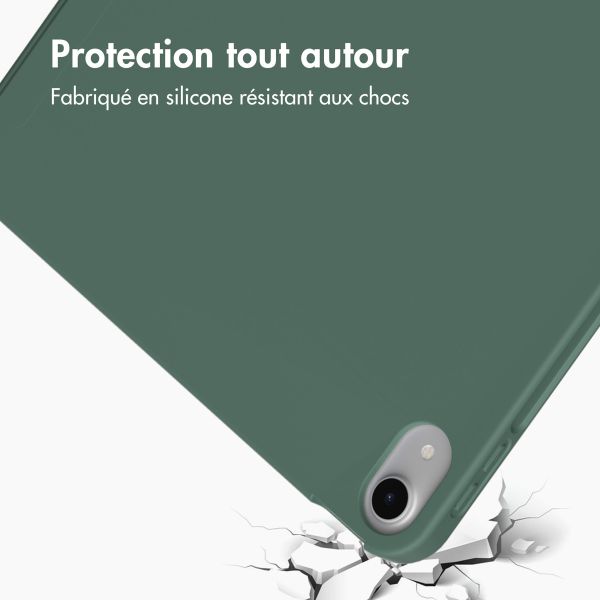 Accezz Étui de téléphone portefeuille Smart Silicone iPad Air 11 pouces (2024) M2 / Air 5 (2022) / iPad Air 4 (2020) - Vert foncé