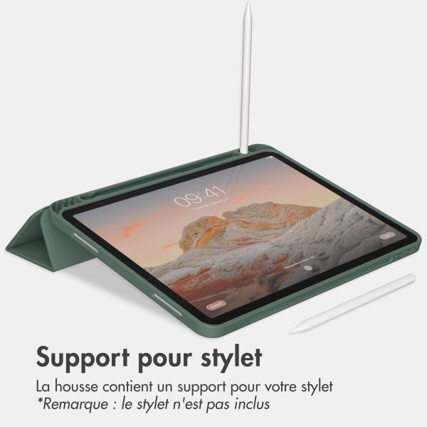 Accezz Étui de téléphone portefeuille Smart Silicone iPad Air 11 pouces (2024) M2 / Air 5 (2022) / iPad Air 4 (2020) - Vert foncé