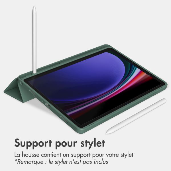 Accezz Étui de téléphone portefeuille Smart Silicone Samsung Galaxy Tab A9 Plus - Vert foncé