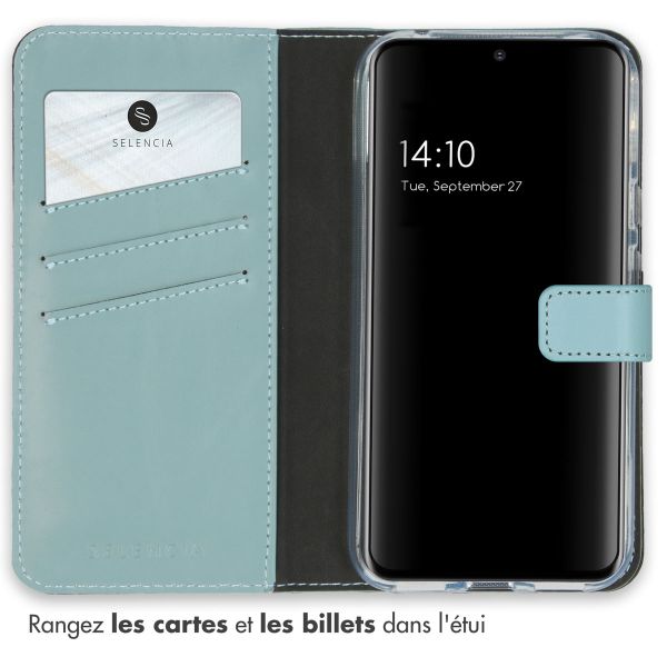 Selencia Étui de téléphone portefeuille en cuir véritable Google Pixel 8a - Air Blue
