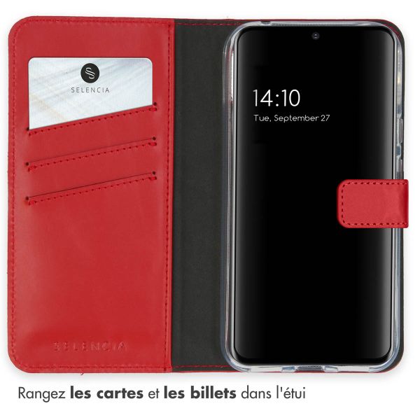 Selencia Étui de téléphone portefeuille en cuir véritable Google Pixel 8a - Rouge