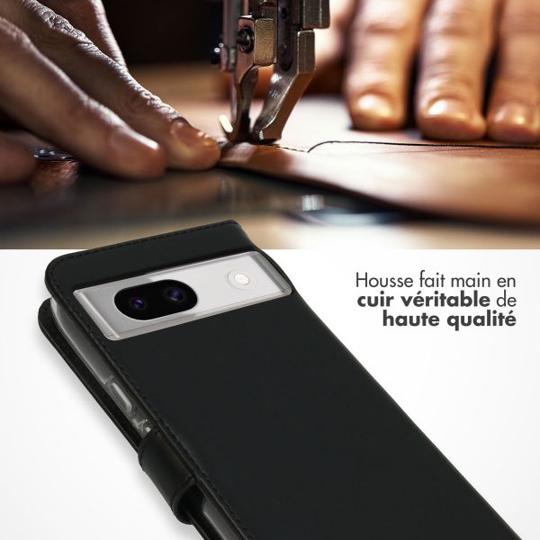 Selencia Étui de téléphone portefeuille en cuir véritable Google Pixel 8a - Noir