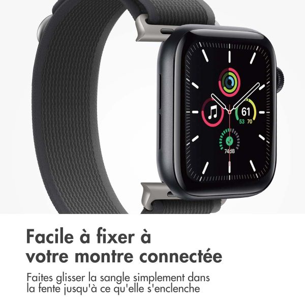 imoshion Bracelet en nylon Trail Apple Watch Series 1-9 / SE - 38/40/41 mm / Series 10 - 42 mm - Black Grey