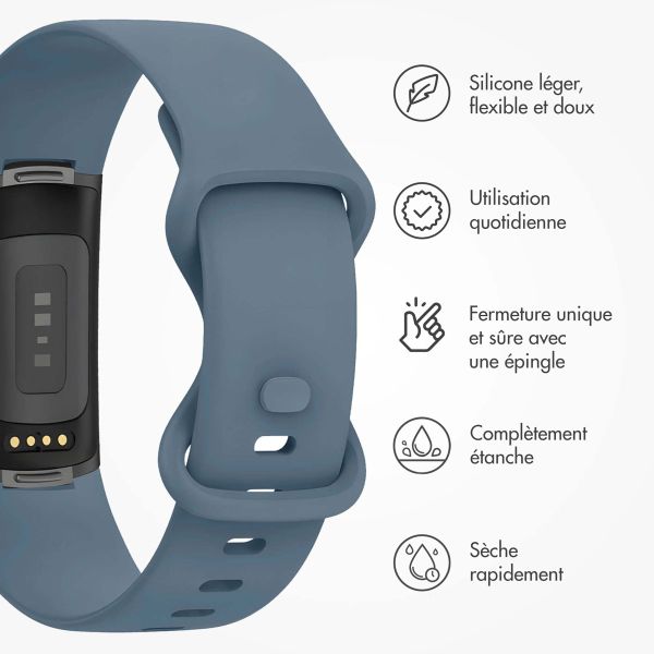 iMoshion Bracelet silicone Fitbit Charge 5 / Charge 6 - Taille S - Bleu Officiel