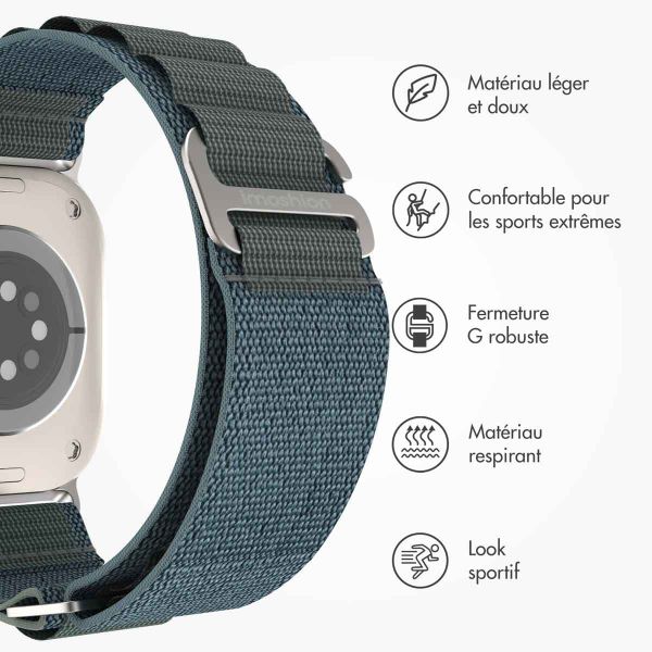 imoshion Bracelet en nylon Alpine Apple Watch Series 1-10 / SE / Ultra (2) - 42/44/45/46/49 mm - Bleu