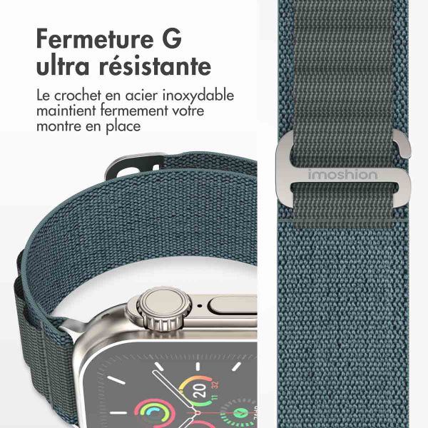 imoshion Bracelet en nylon Alpine Apple Watch Series 1-10 / SE / Ultra (2) - 42/44/45/46/49 mm - Bleu